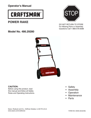 Craftsman POWER RAKE 486.2928 Operator's Manual | Manualzz