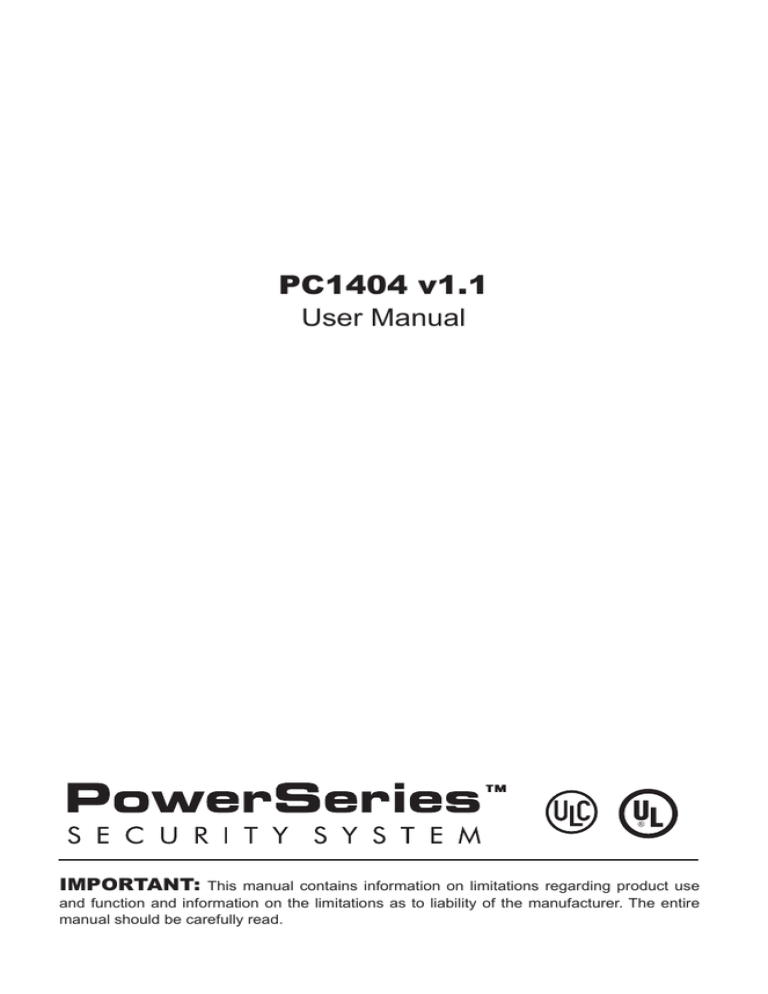 Dsc Pc1404 V1 1 User Manual Manualzz