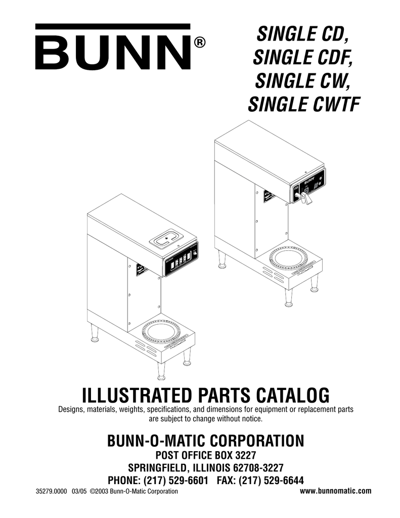 BunnOMatic SINGLE CWTF Part Manual Manualzz