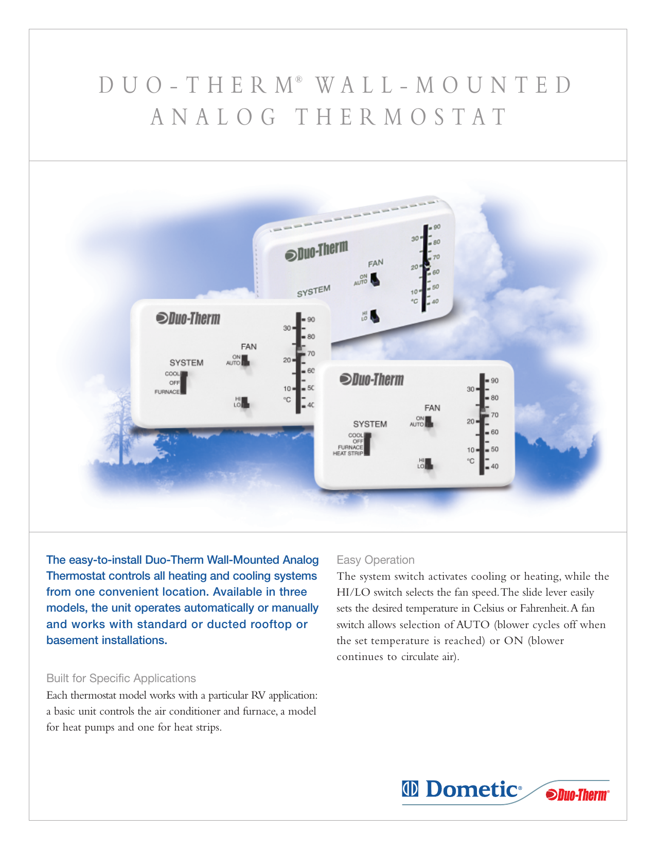 DUO-THERM® WALL-MOUNTED ANALOG THERMOSTAT | Manualzz