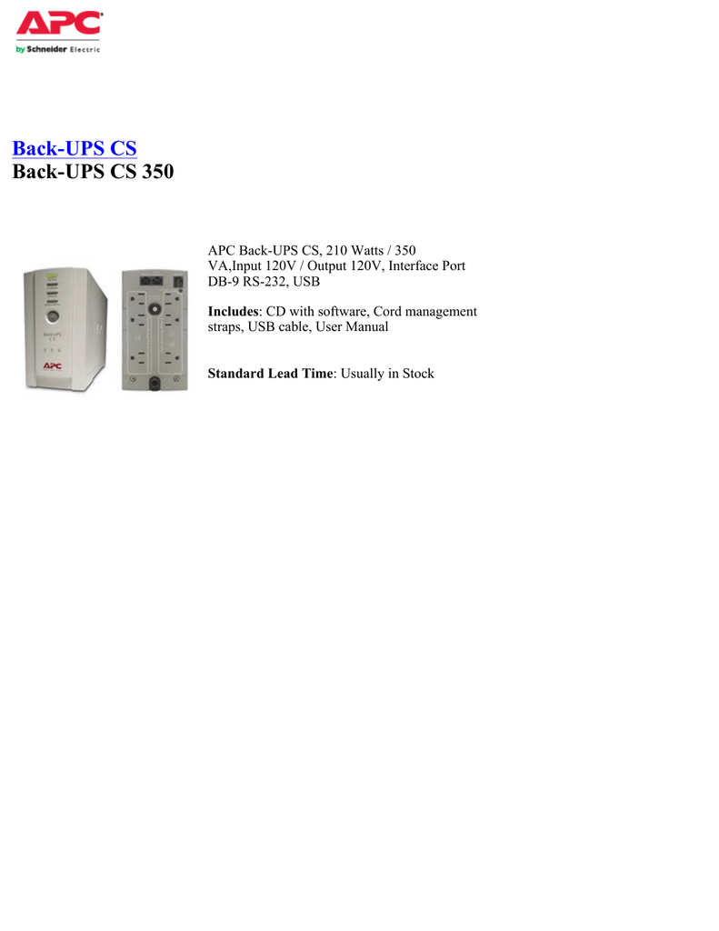 THREE YEARS APC BK350 Back-UPS System CS 350