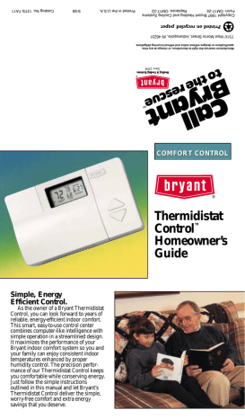 Bryant Thermidistat Control Owner's Guide | Manualzz