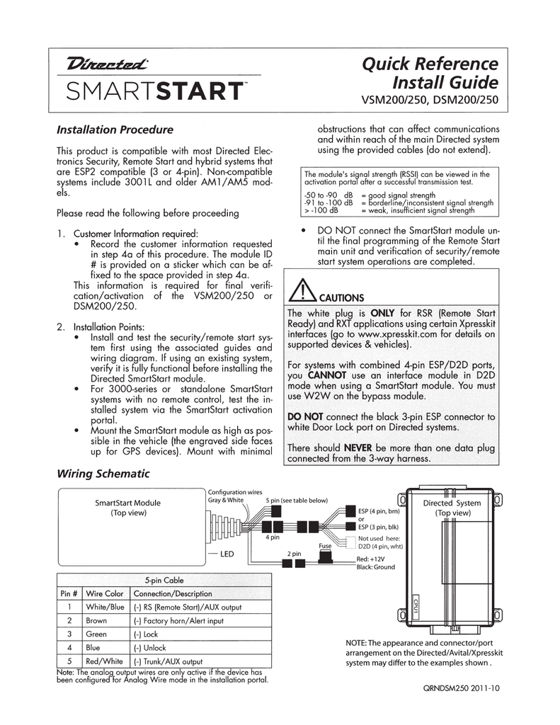 Directed Electronics Smart Start Install Guide Manualzz