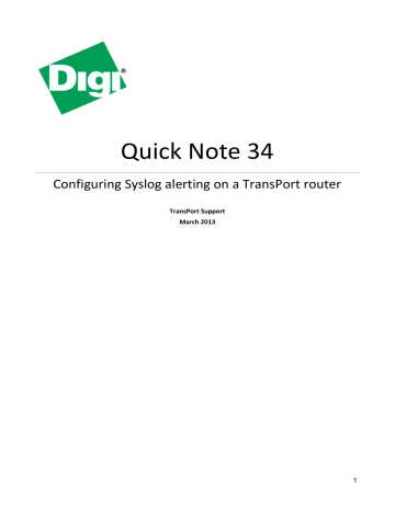 Digi | User manual | QN34: Configuring Syslog alerting on a TransPort router | Manualzz