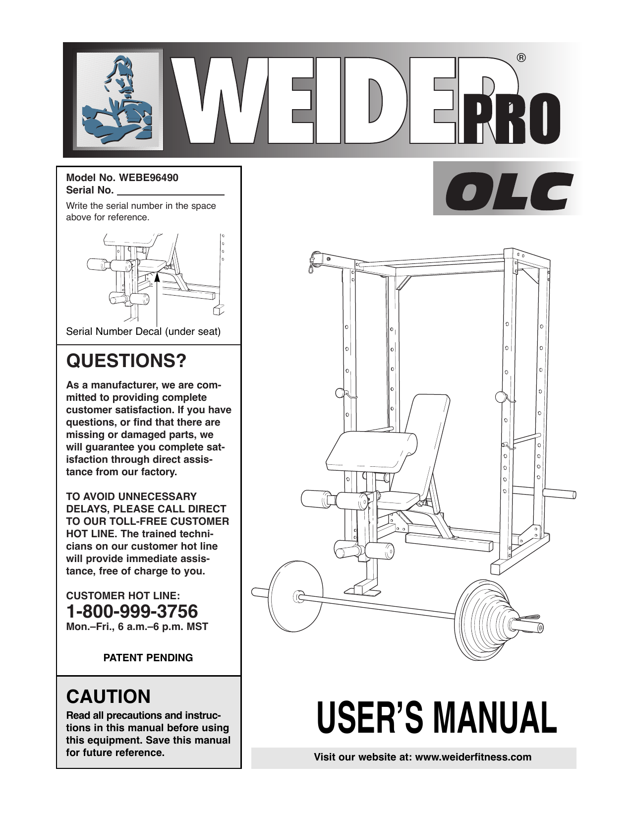 Weider pro olc manual