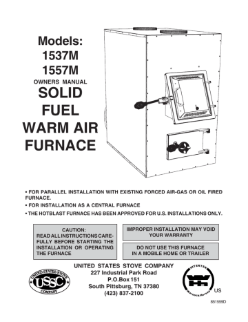United States Stove Company 1537M Operating instructions | Manualzz