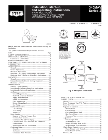 Bryant 340mav Furnace User Manual