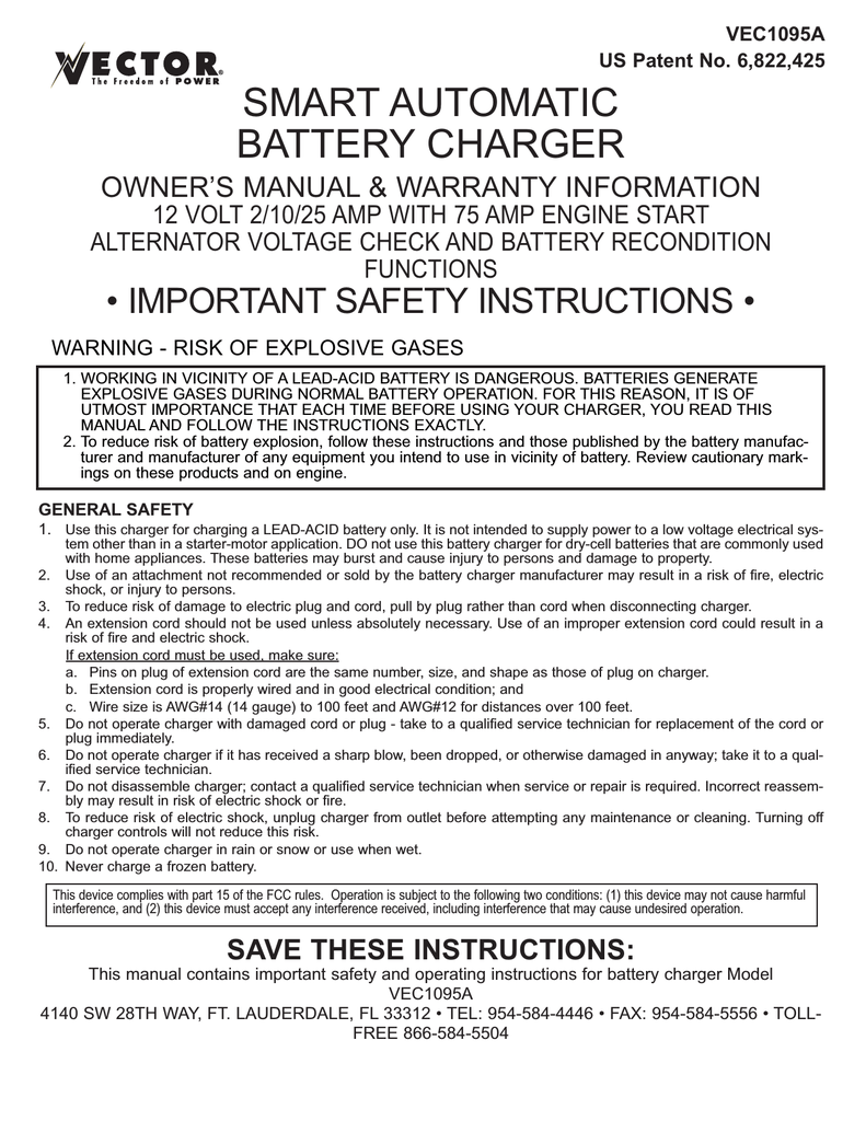 BLACK & DECKER 4/10/20/40 AMP 12 VOLT SMART BATTERY CHARGER WITH 110 AMP  ENGINE START, ALTERNATOR VOLTAGE CHECK AND BATTERY RECONDITION FUNCTIO  USER'S MANUAL & WARRANTY INFORMATION Pdf Download