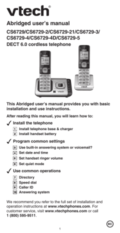 VTech CS6729 User`s manual | Manualzz