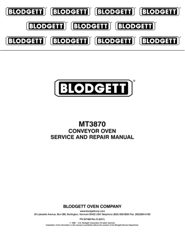 Blodgett Mt1820e Repair Manual Manualzz