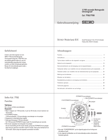 Seiko 7T82 Flemish Handleiding | Manualzz