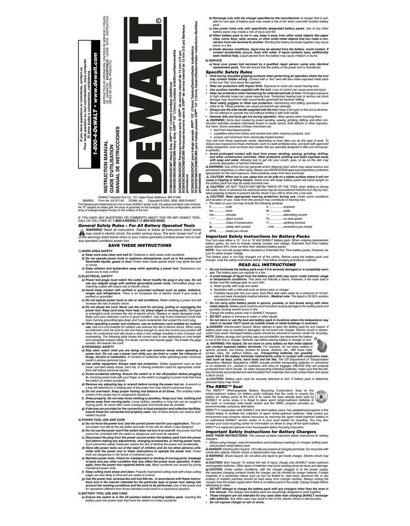 DeWalt DC989 Instruction manual | Manualzz