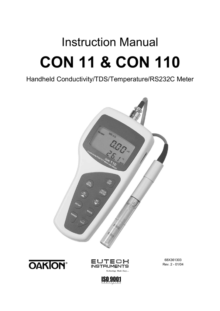 EUTECH INSTRUMENTS CYBERSCAN CON 1500 CONDUCTIVITY METER Instruction