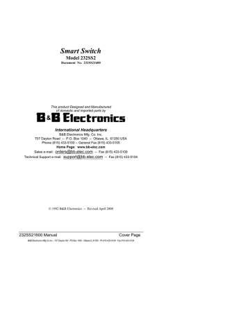 B&B Electronics 232SS2 User manual | Manualzz