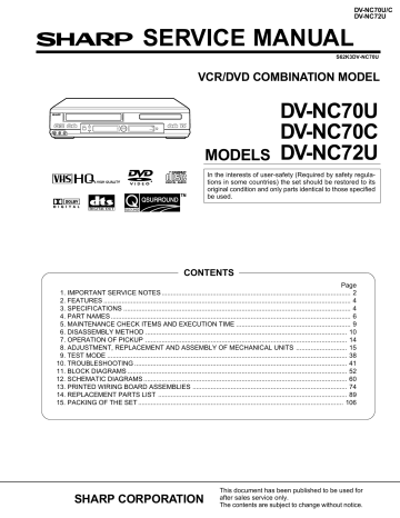 Sharp DV-NC70U Service manual | Manualzz