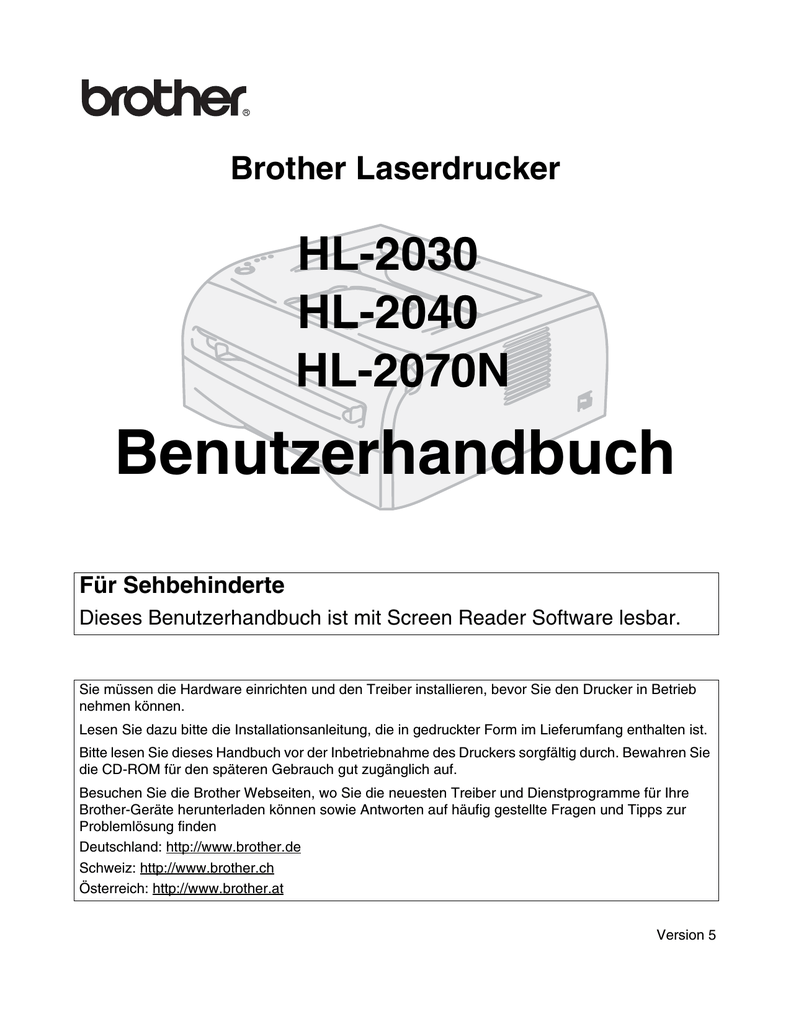 Brother HL2040 Monochrome Laser Printer User's Guide Manualzz