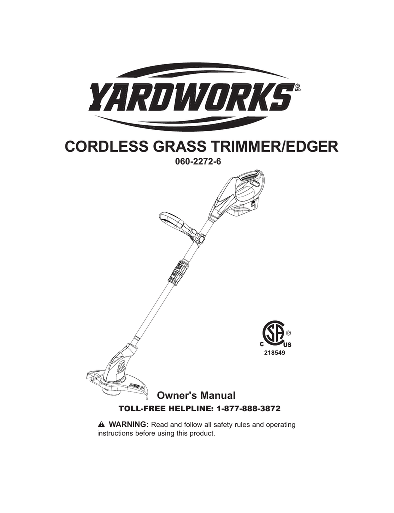 yardworks cordless grass trimmer