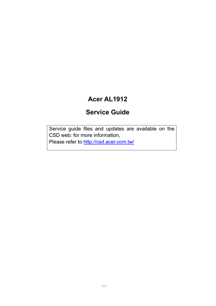 Acer AL1912 Technical information 