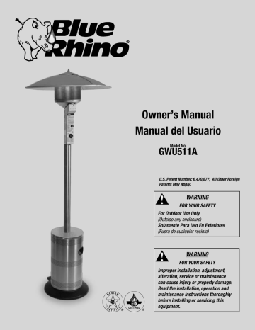 Blue Rhino Gwu511a User Manual Manualzz - Blue Rhino Patio Heater Parts