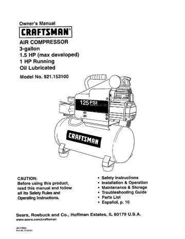 Craftsman 921.166380 Owner's Manual | Manualzz