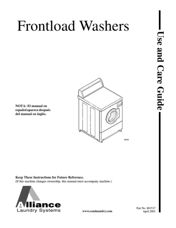 Alliance Laundry Systems H370I Installation Manual | Manualzz