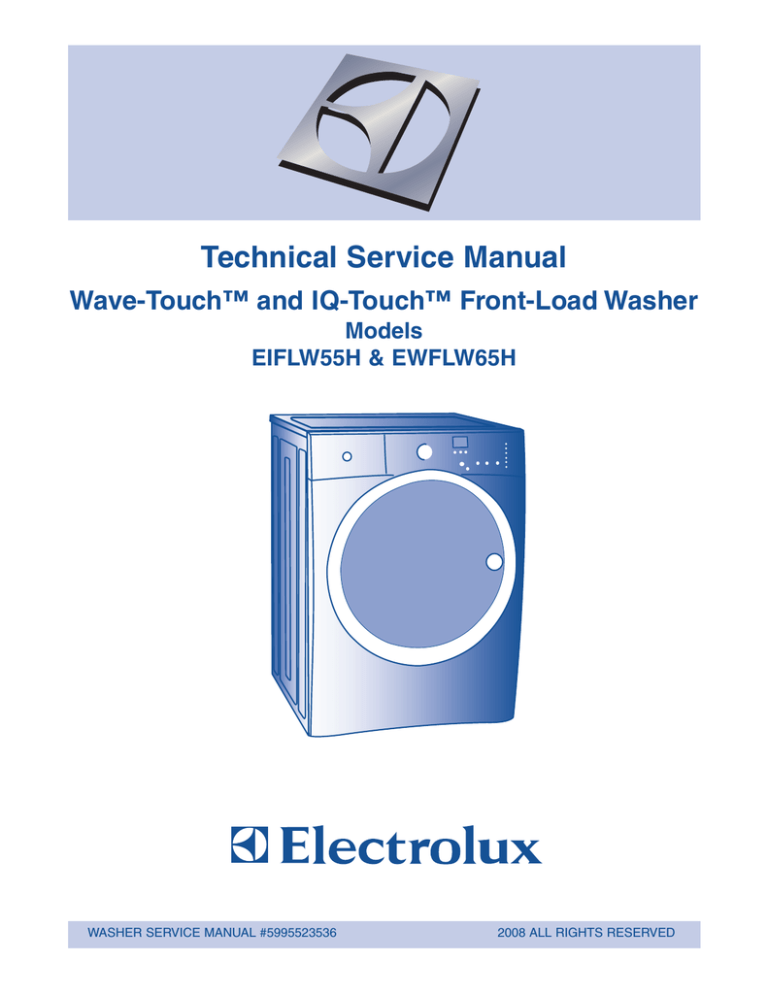Electrolux EWFLW65H 27'' FrontLoad Washer Service manual Manualzz