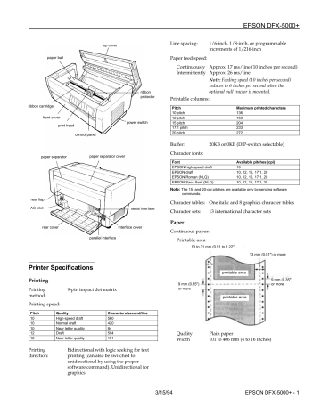 Epson C117001 N Dfx 5000 B W Dot Matrix Printer Dfx 5000 2b User Guide Manualzz