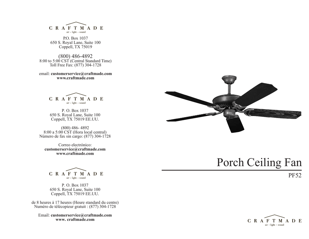 Outdoor Ceiling Fan Installation Manual Manualzz Com