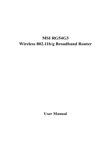 MSI RG-54G3 User manual | Manualzz