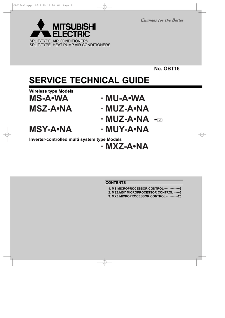 Mitsubishi Electric MXZ-ANA User Manual | Manualzz