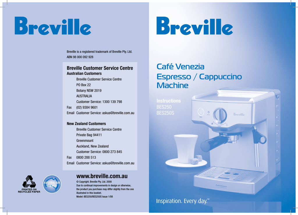 breville coffee machine cafe venezia