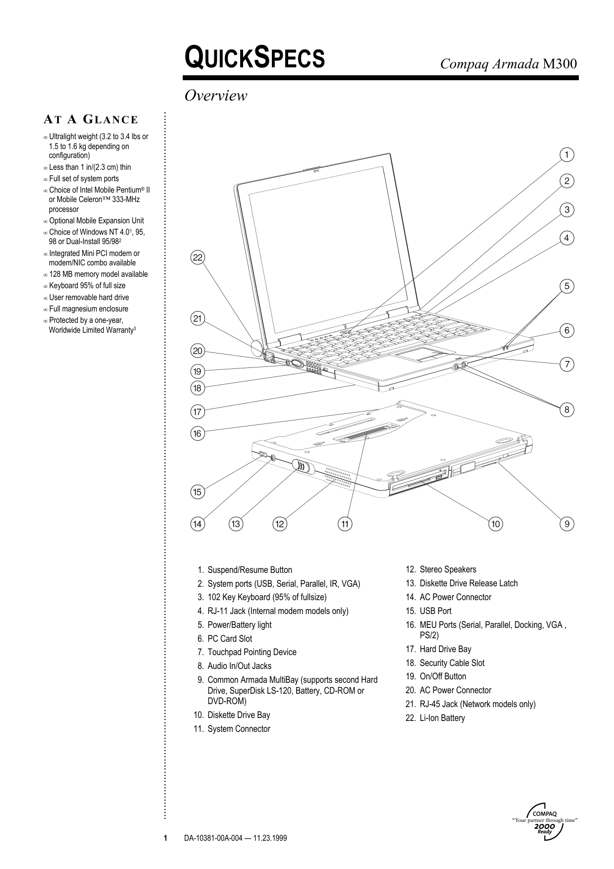 Armada m300 Notebook PC User manual Compaq Armada M300