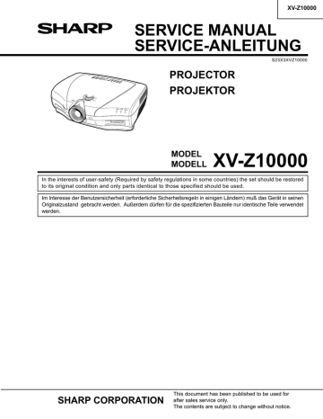 Benutzerhandbuch | Sharp XV-Z10000U - Vision - DLP Projector Service manual | Manualzz