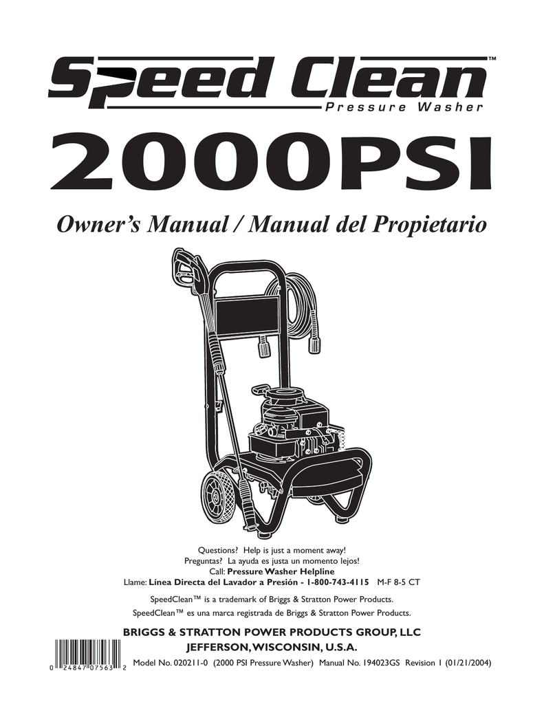 Briggs Stratton Speed Clean 020211 0 User Manual Manualzz