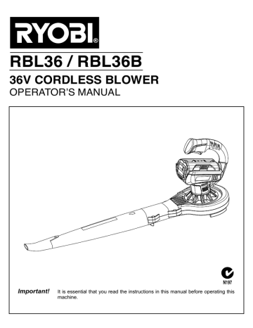 User manual | Ryobi RBL36 Operator`s manual | Manualzz