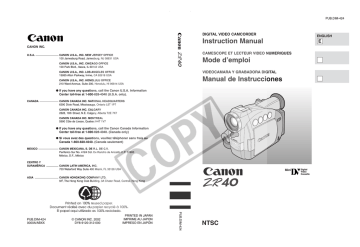 Canon Zr 40 Instruction Manual Manualzz