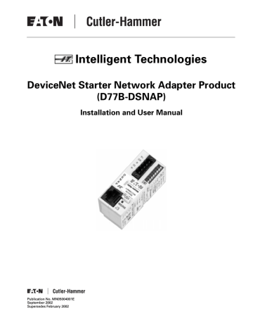 Eaton DeviceNet Starter Network Adapter D77B-DSNAP Installation and User Manual | Manualzz