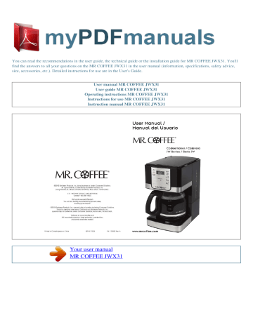 Mr Coffee Jwx31bp User Guide Manualzz
