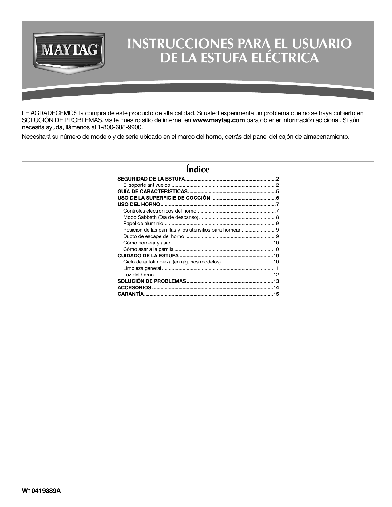 Maytag | MER7662WQ3 | Manual de usuario | instrucciones para el usuario de  la estufa eléctrica | Manualzz