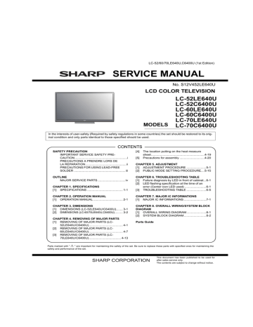 Sharp AQUOS LC-60C6400U Service manual | Manualzz