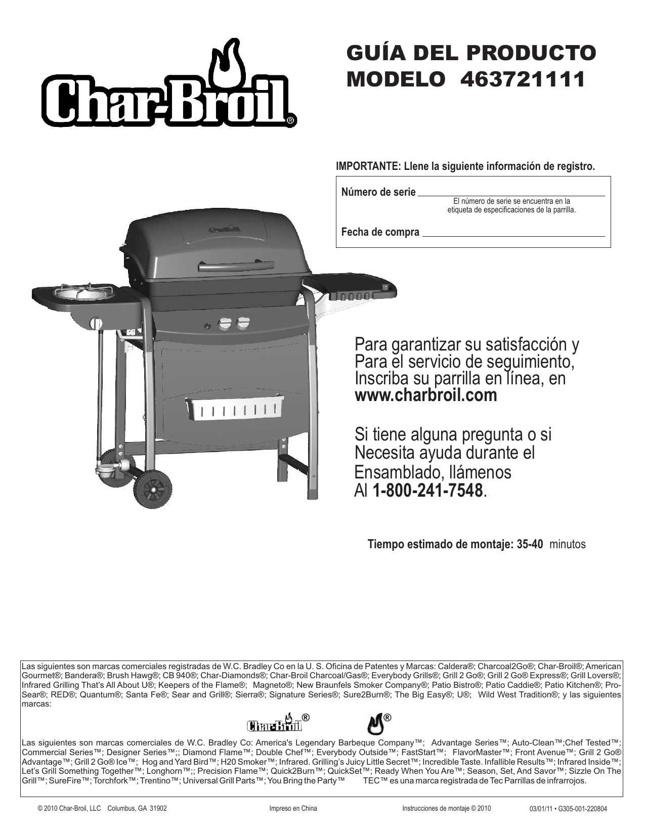 Char Broil Manual de usuario GU A DEL PRODUCTO MODELO