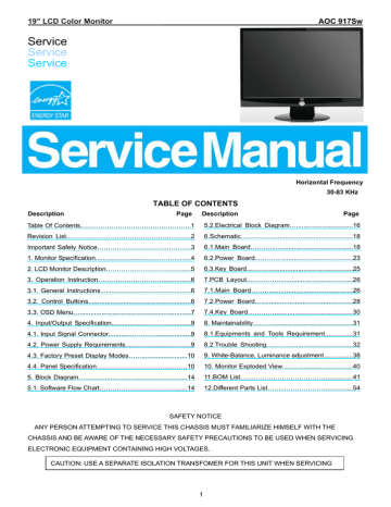 Aoc 917sw Service Manual Manualzz