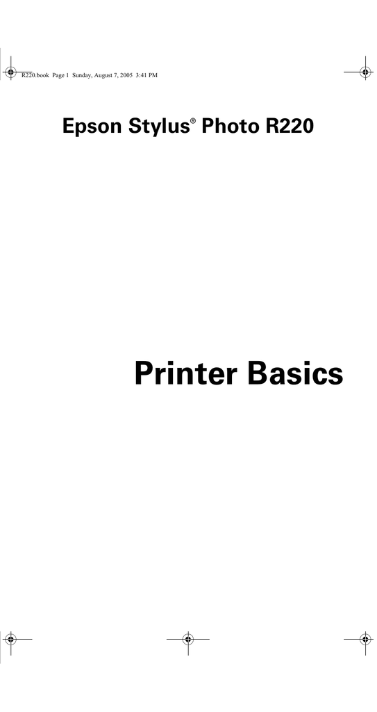 Epson R220 Stylus Photo Color Inkjet Printer Specifications Manualzz