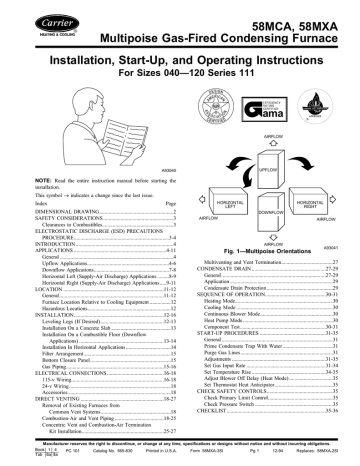 Carrier Furnace Installation Manual Pdf