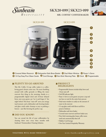 Mr. Coffee SKX23-099 Coffeemaker User 