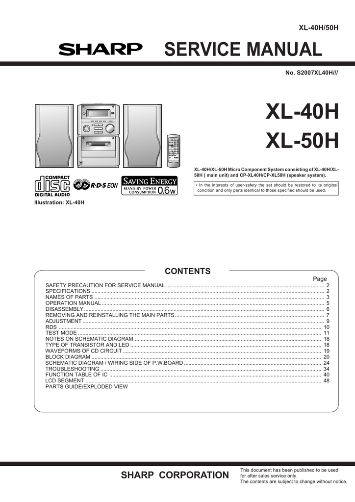 Sharp XL-55 Service manual | Manualzz