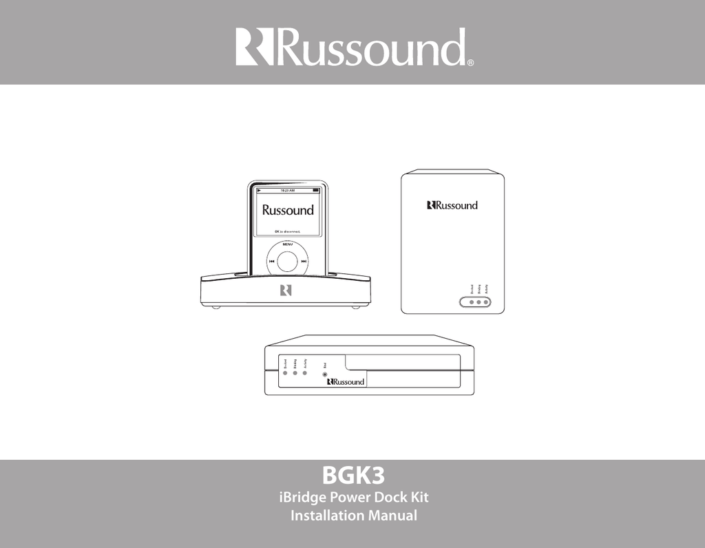 Russound iBridge BGK3 Installation manual Manualzz