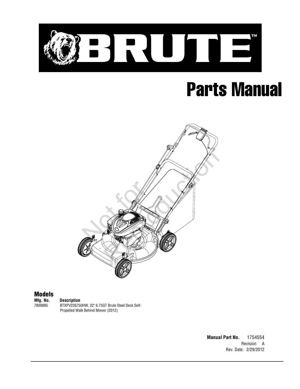 Brute lawn mower store parts manual