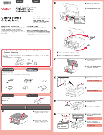 Canon PIXMA MX459 printer Getting Started Guide | Manualzz