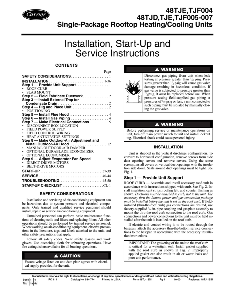 carrier-48lje-specifications-manualzz